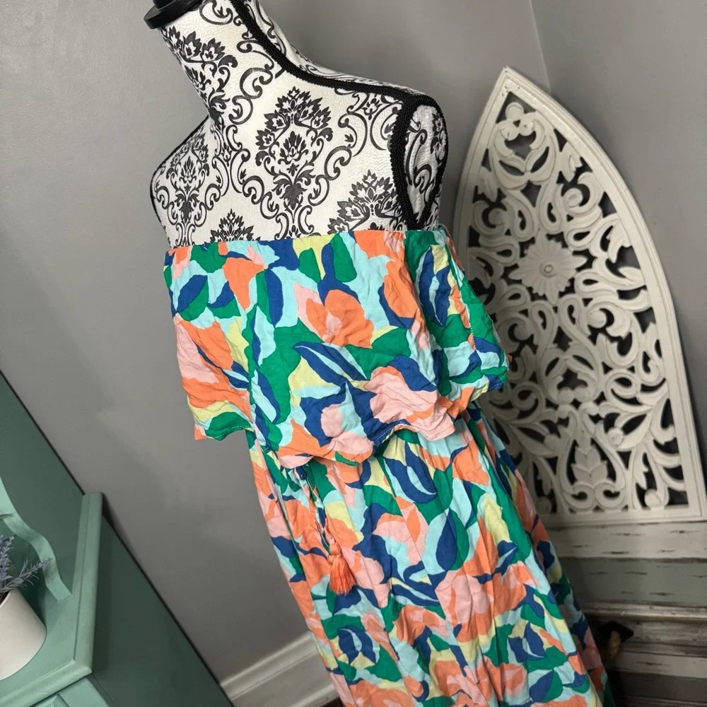 Jopna Boho Flowy Strapless Maxi Dress Size Medium Beach Vacation Resortwear - Picture 6 of 11